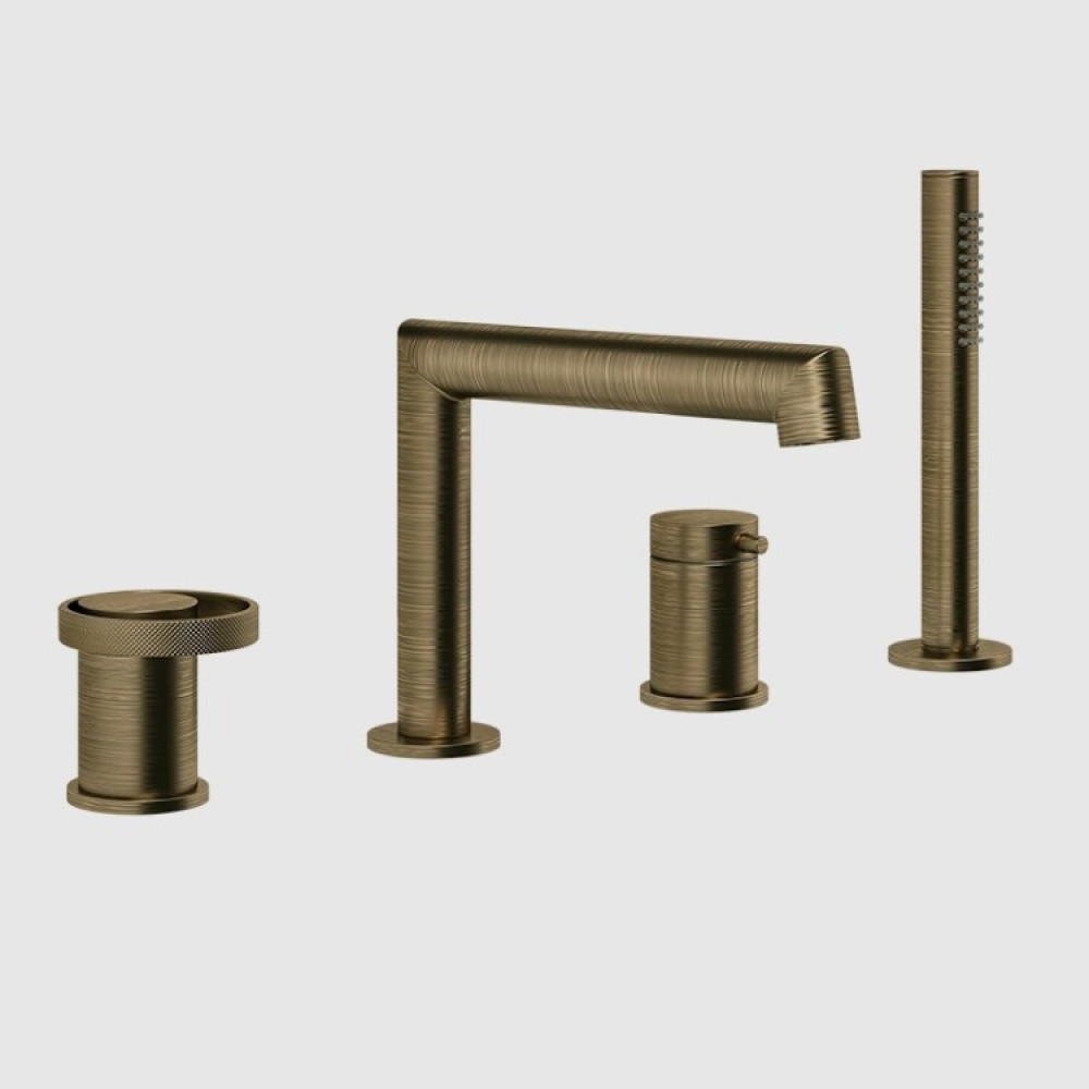 Смеситель для ванны и душа, Gessi, Anello, цвет-Antique Brass