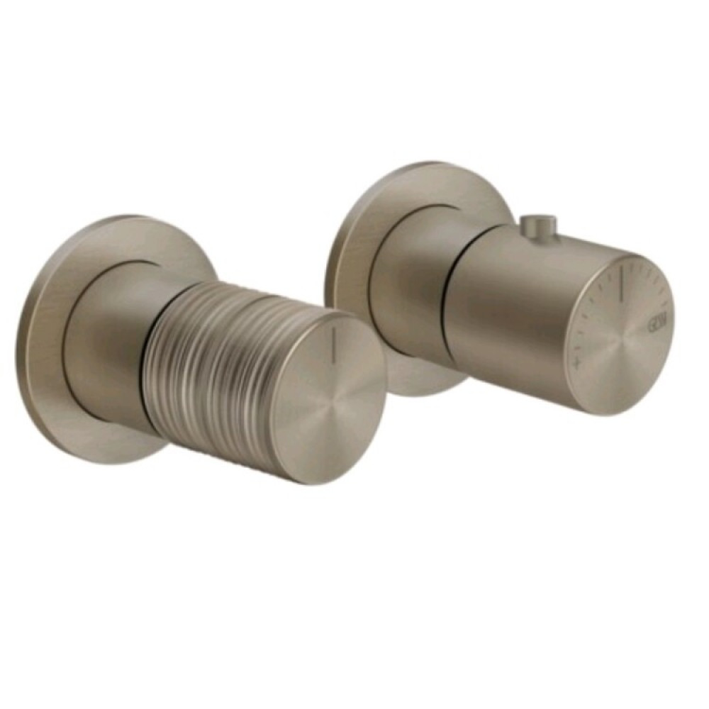 Смеситель для душа, Gessi, Habito Trame, на 2 потребителя, цвет-Finox Brushed Nickel