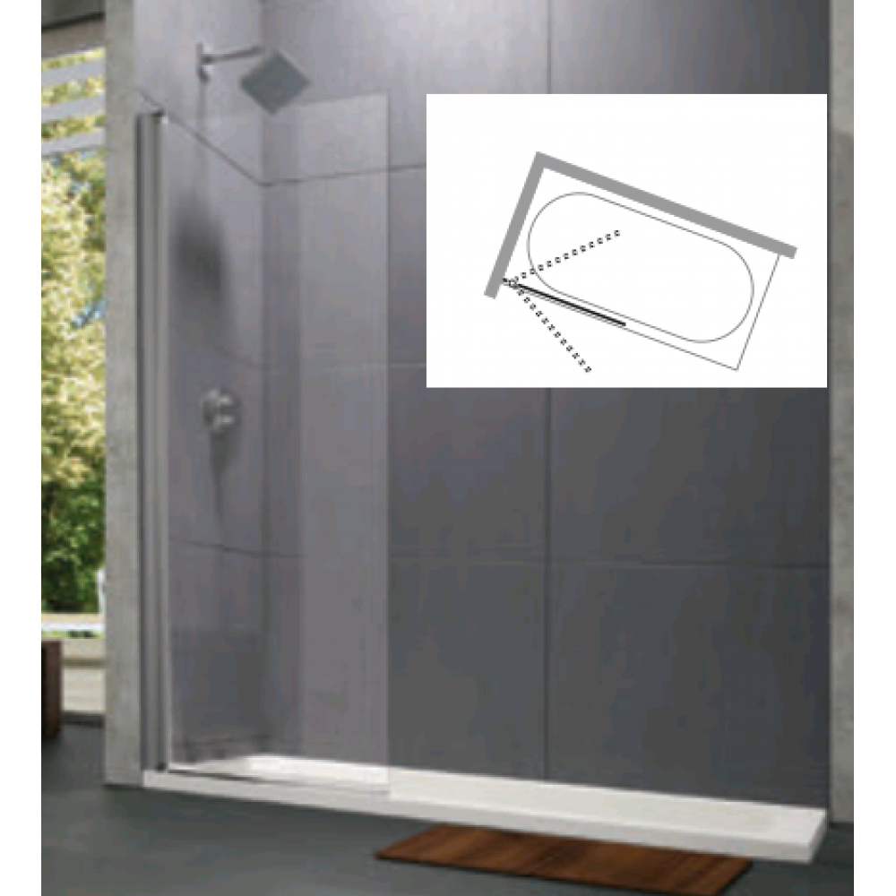 Душевая перегородка, Huppe, Design Pure, шв 940*1400, черный, цвет стекла-прозрачный, Anti-Plaque