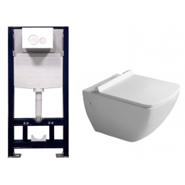 Комплект, Splendy, Isvea Purita/Stable, унитаз подвесной, шгв 345*550*400 + сиденье + инсталляция + клавиша, цвет унитаза-белый, цвет клавиши-белый