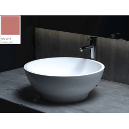 Раковина, Salini, Gloria, шгв 415*415*125, отверстия для смесителя-отсутствуют, цвет-RAL3014 матовый снаружи/белый матовый внутри