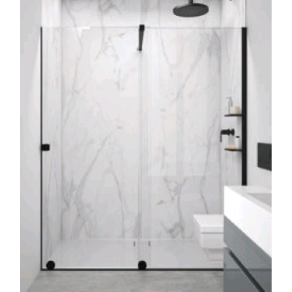 Дверь, Huppe, Xtensa, шв 1390*2000, правосторонняя, черный, цвет стекла-прозрачный, Anti-Plaque