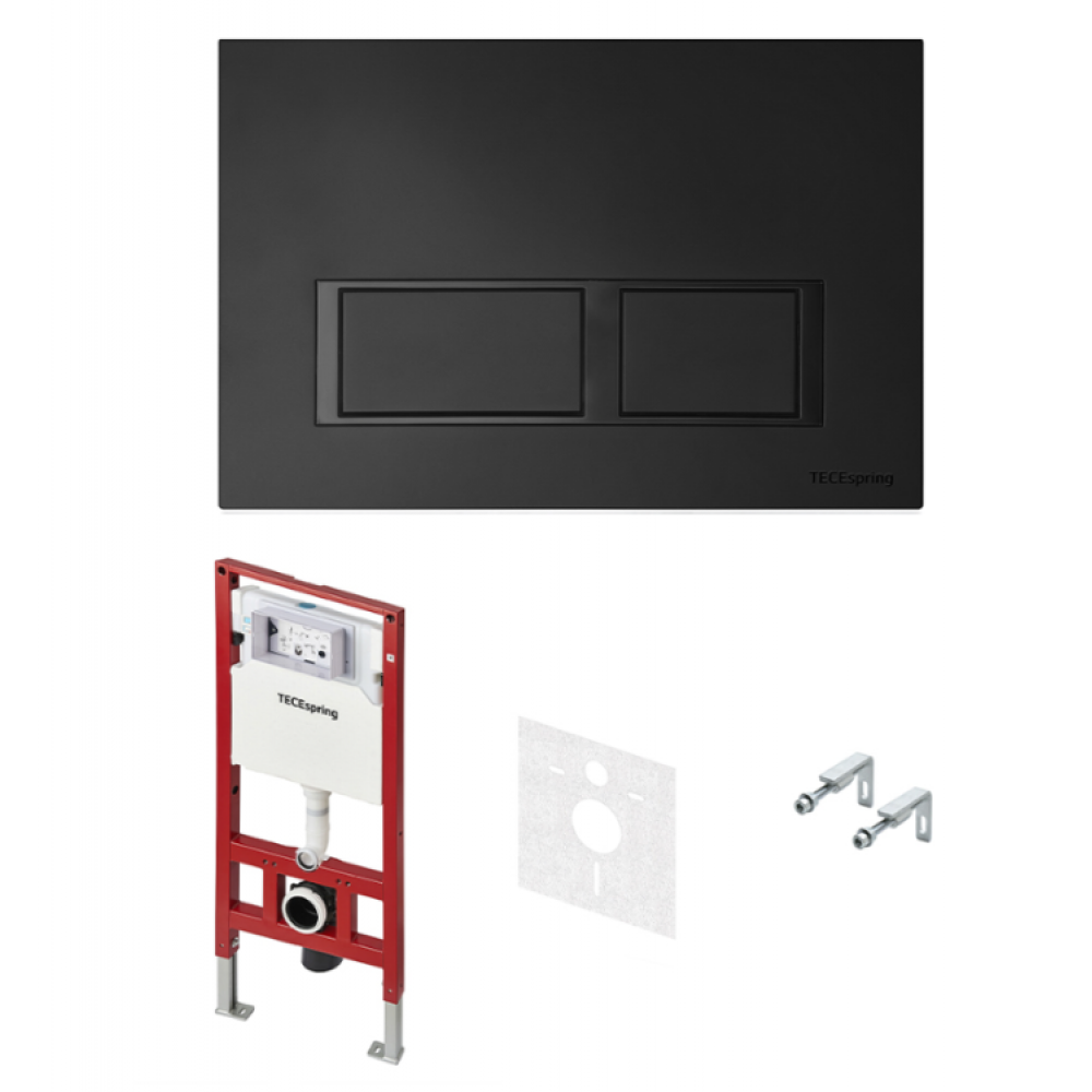 Инсталляция, TECE, TeceSpring V, для унитаза, шгв 506*165*1144, цвет клавиши/панели-черный матовый