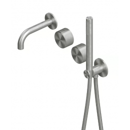 Смеситель для ванны и душа, Quadro design, Stereo, цвет-сталь брашированная