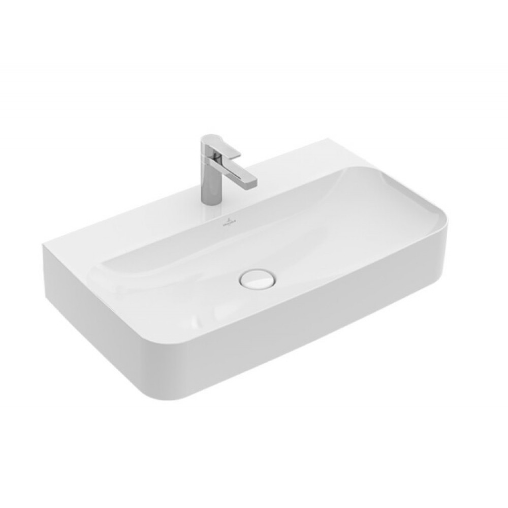 Раковина, Villeroy&Boch, Finion, шг 800*470, отверстия для смесителя-1 сквозное, 2 промаркированных, CeramicPlus, цвет-Stone White