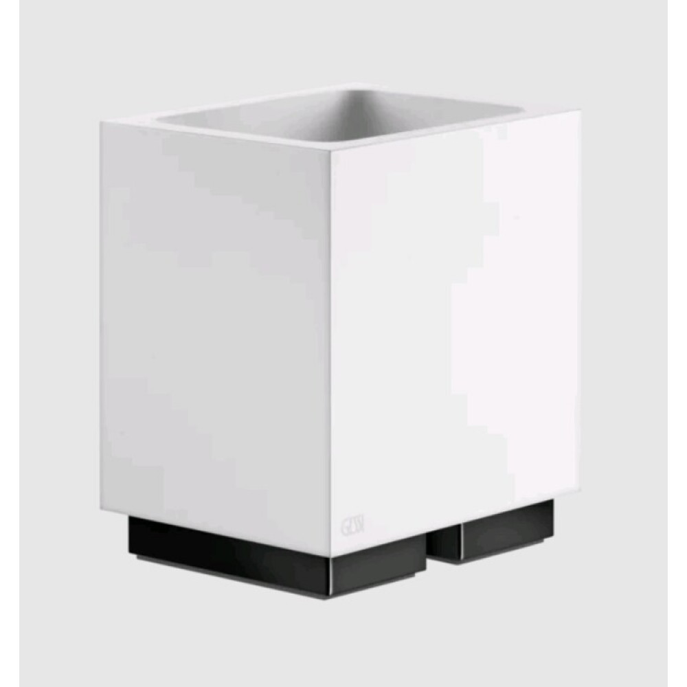 Стакан, Gessi, Rettangolo, шгв 105*85*126.5, цвет-белый/Black Metal PVD