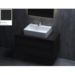 Раковина, Salini, Ottavia, шгв 600*450*133, отверстия для смесителя-1, цвет-RAL9011 матовый снаружи/белый матовый внутри