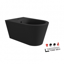 Биде, Alice, Hide, подвесной, шгв 370*570*280, отверстия для смесителя-1, цвет-черный матовый
