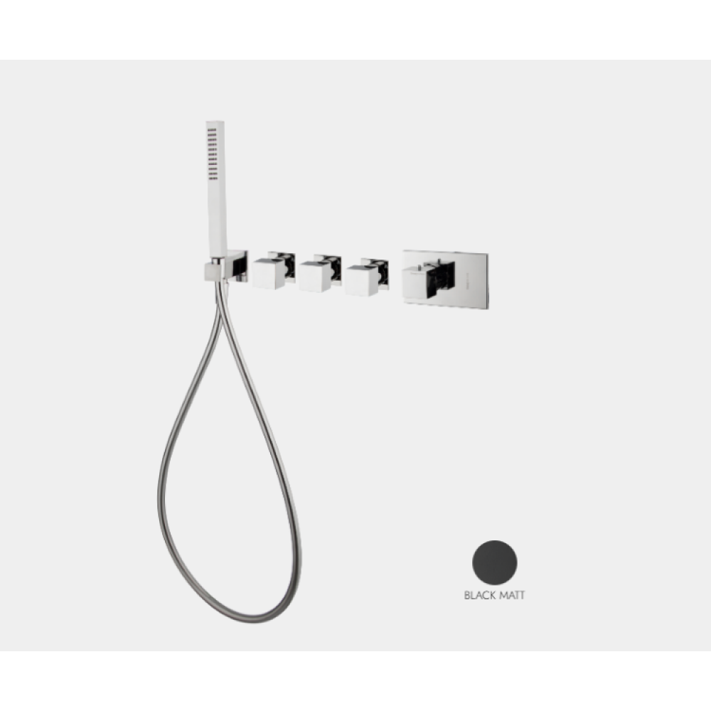 Смеситель для душа, Fima Carlo Frattini, Fimatherm, на 3 потребителя, цвет-черный матовый