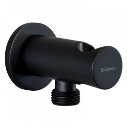 Шланговое подсоединение, Splendy, круглый отражатель, с держателем, цвет-черный матовый