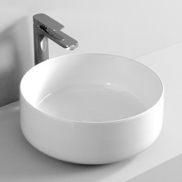 Раковина, Artceram, Cognac, шгв 420*420*160, отверстия для смесителя-отсутствуют, The.Saniglaze, цвет-белый глянцевый