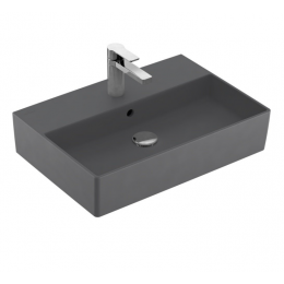 Раковина, Villeroy&Boch, Memento 2.0, шгв 600*420*140, отверстия для смесителя-1 сквозное, 2 промаркированных, CeramicPlus, цвет-графит (Graphite)