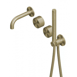 Смеситель для ванны и душа, Quadro design, Stereo, цвет-золото светлое (Light Gold)