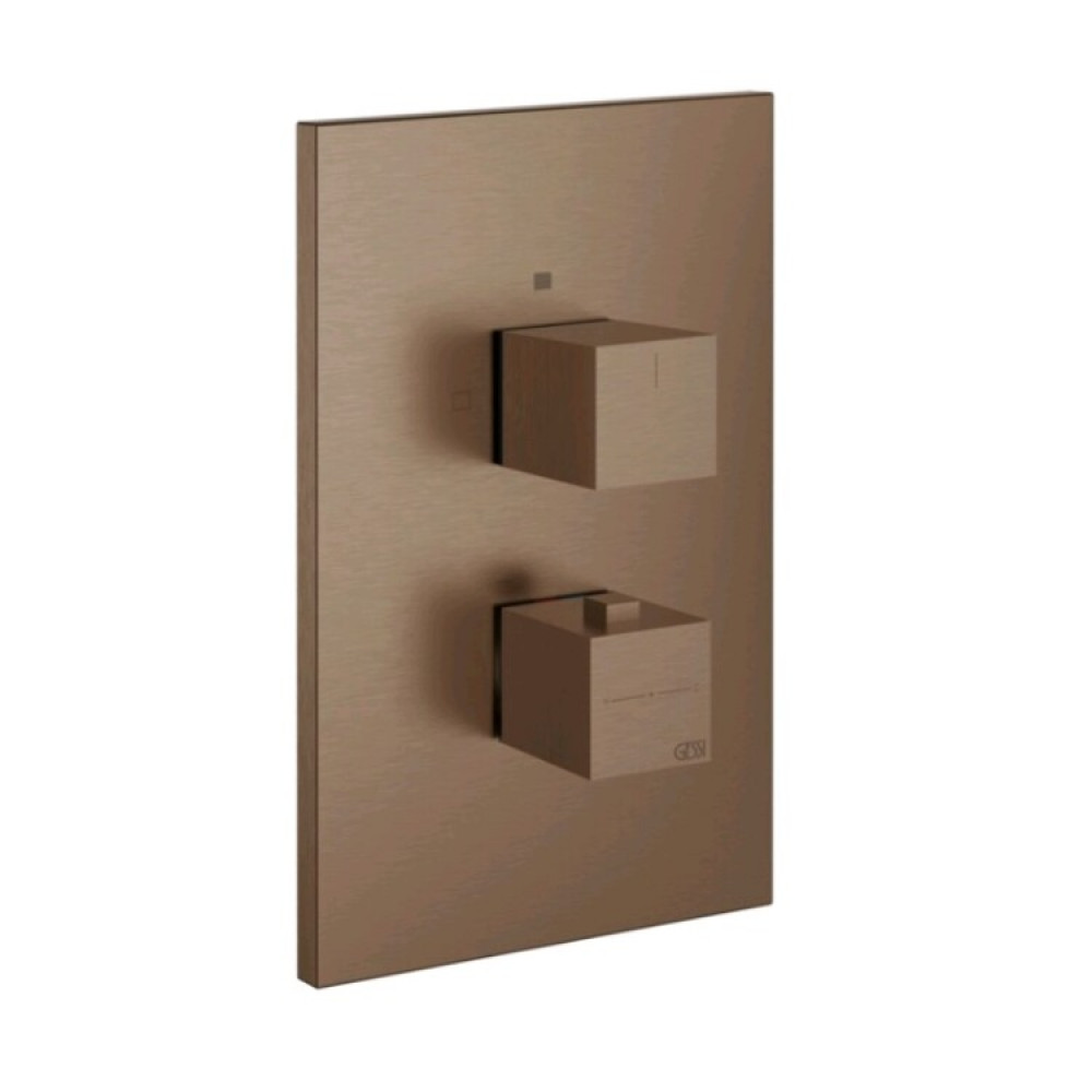 Смеситель для душа, Gessi, Rettangolo shower, на 2 потребителя, цвет-Copper Brushed PVD