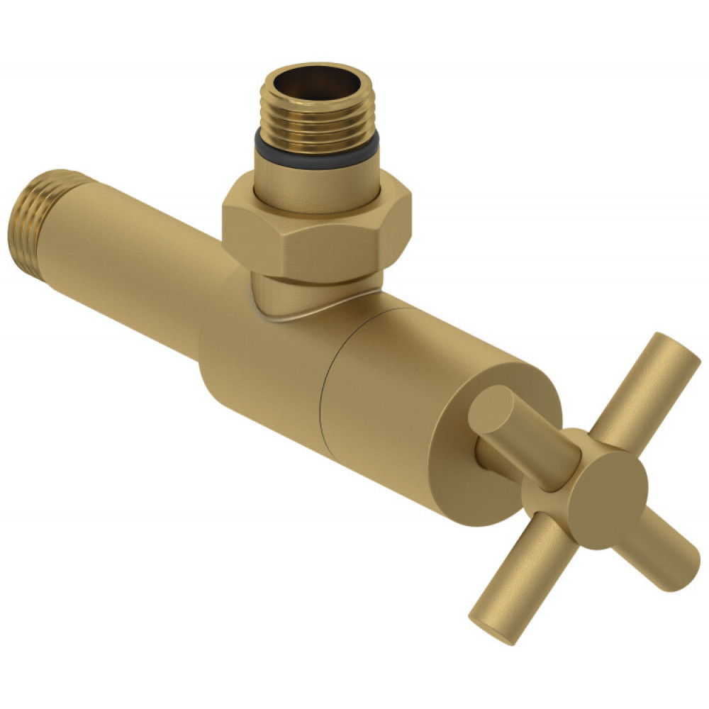Вентиль, Сунержа, G 1/2" НР х G 1/2" НР, угловой, крест, цвет-золото матовое