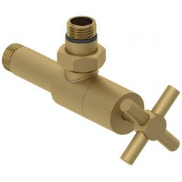 Вентиль, Сунержа, G 1/2" НР х G 1/2" НР, угловой, крест, цвет-золото матовое
