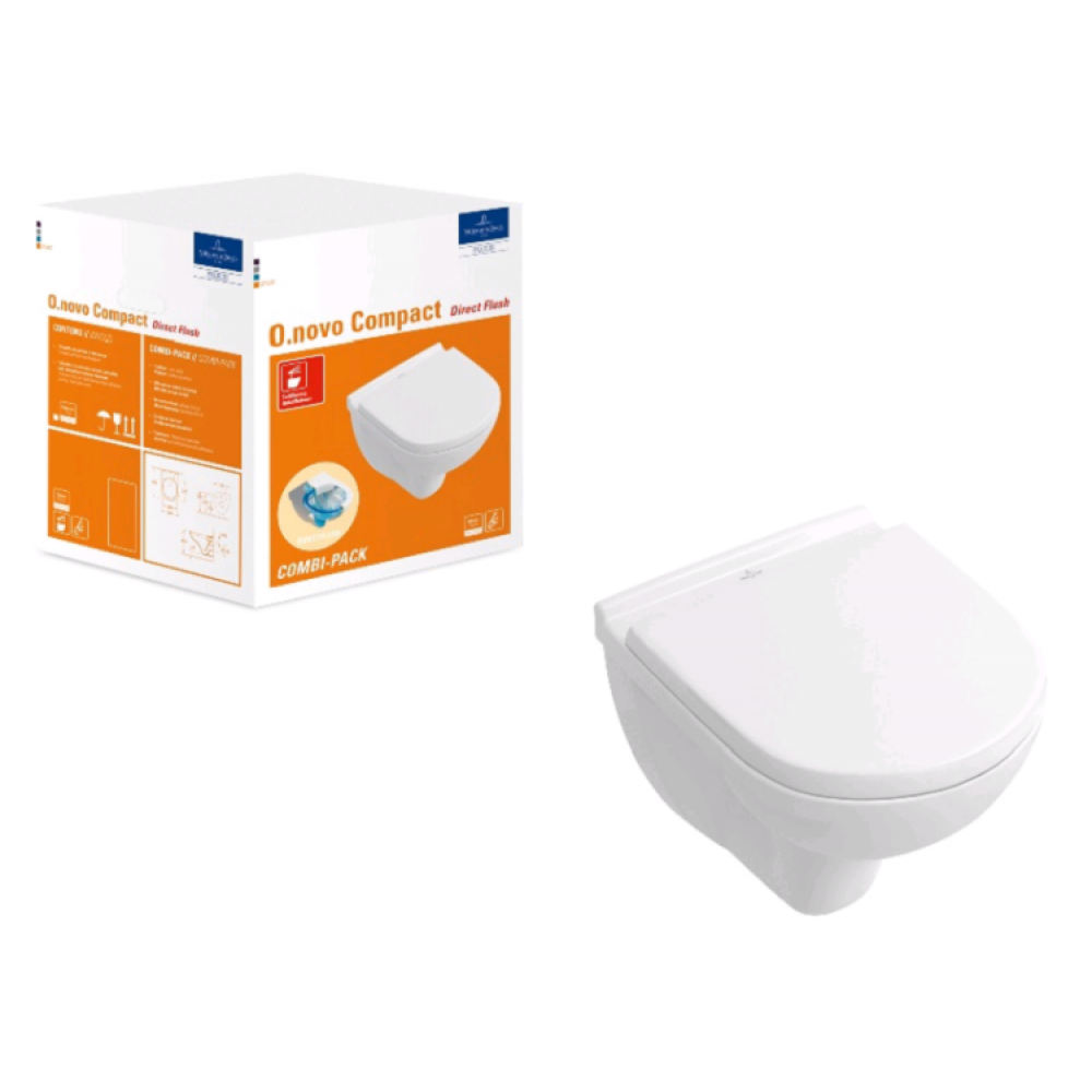 Унитаз, Villeroy&Boch, O'Novo, подвесной, шгв 360*490*350, CeramicPlus, цвет-альпийский белый