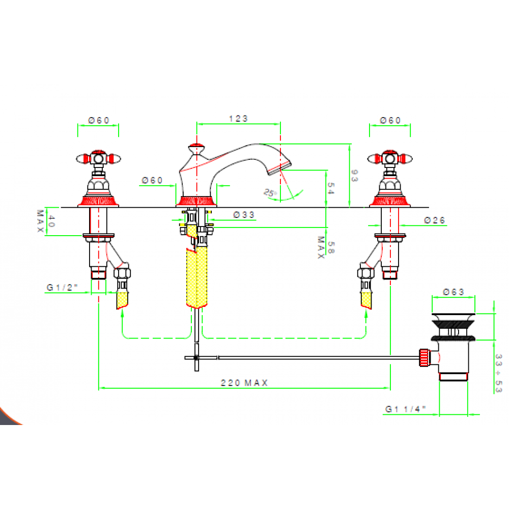 Смеситель для раковины, Nicolazzi, Impero, цвет-Bronze Plated
