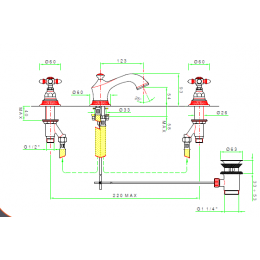 Смеситель для раковины, Nicolazzi, Impero, цвет-Bronze Plated