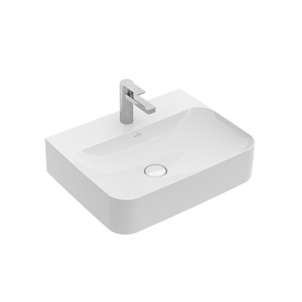 Раковина, Villeroy&Boch, Finion, шгв 600*470*105, отверстия для смесителя-1 сквозное, 2 промаркированных, CeramicPlus, цвет-альпийский белый