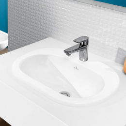 Раковина, Villeroy&Boch, O.Novo, шгв 560*405*120, отверстия для смесителя-1 сквозное, 2 промаркированных, цвет-альпийский белый