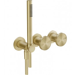 Смеситель для душа, Gessi, Origini, на 2 потребителя, цвет-Brushed Brass PVD