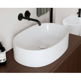 Раковина, Scarabeo, Skinny, шгв 600*400*150, отверстия для смесителя-отсутствуют, цвет-Pearl