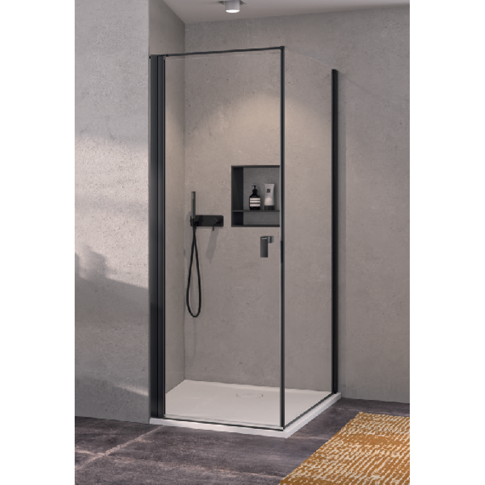 Дверь, Huppe, Qube, шв 650*2200, черный, цвет стекла-прозрачный