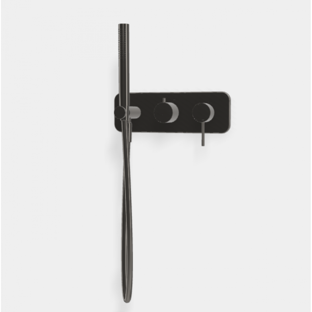 Смеситель для душа, Fima Carlo Frattini, Spillo Up, на 2 потребителя, цвет-чёрный хром