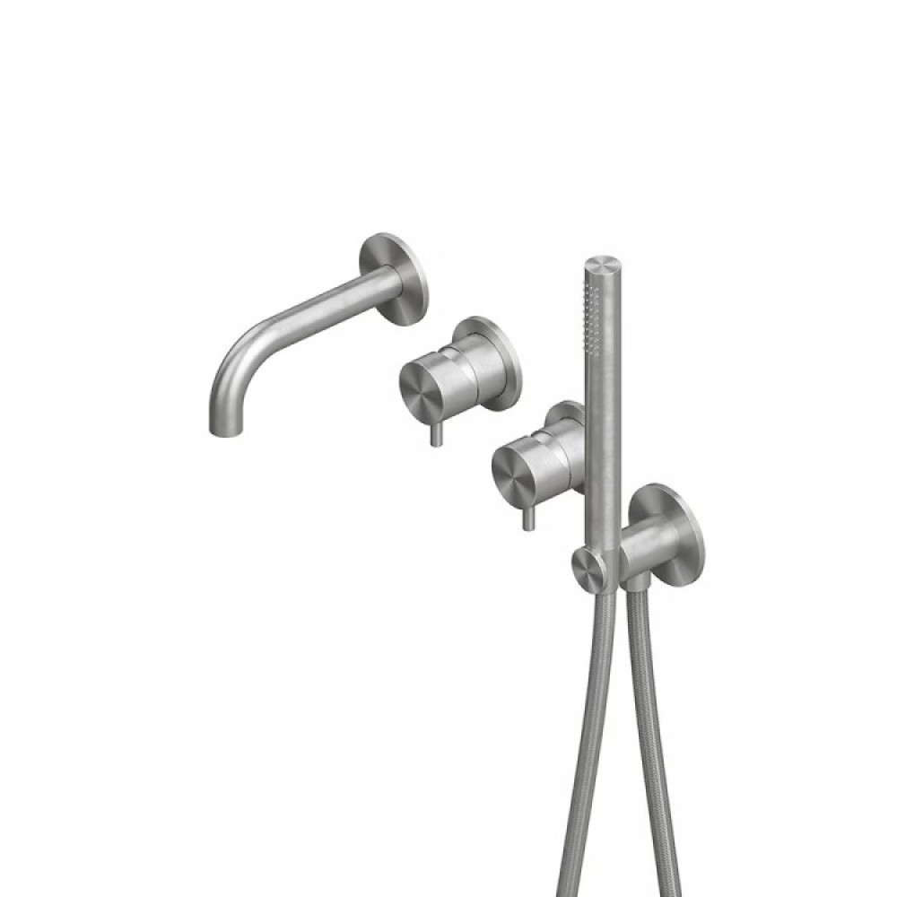 Смеситель для ванны и душа, Quadro design, Source, цвет-сталь шлифованная/брашированная (Steel Brushed)