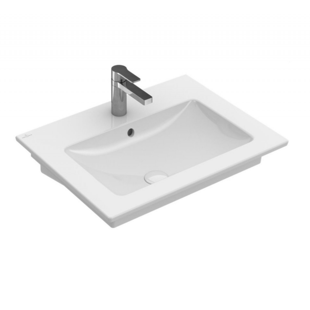 Раковина, Villeroy&Boch, Venticello, шгв 600*500*120, отверстия для смесителя-1 сквозное, 2 промаркированных, CeramicPlus, цвет-альпийский белый