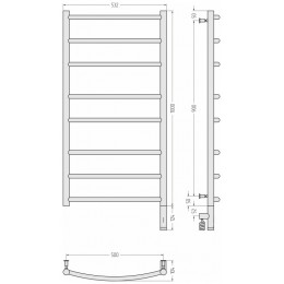 Полотенцесушитель, Сунержа, Галант 3.0, шгв 532*104*1124, нижнее справа, МЭМ, цвет-сатин