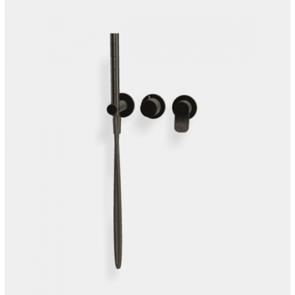 Смеситель для душа, Fima Carlo Frattini, Flo', цвет-брашированный чёрный хром