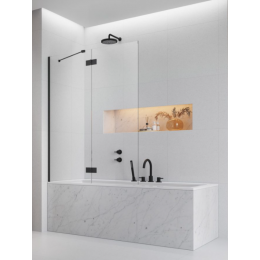 Шторка на ванну, Radaway, Essenza PND II, шв 1000*1500, петли-слева, цвет фурнитуры-черный, цвет стекла-прозрачный, Easy Clean