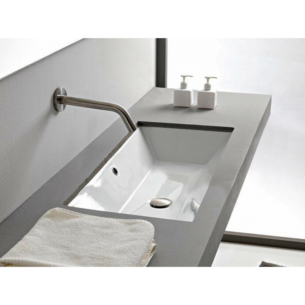 Раковина, Scarabeo, Teorema 2.0, шгв 600*360*170, отверстия для смесителя-отсутствуют, цвет-белый