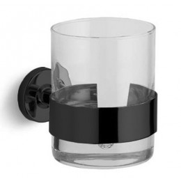 Стакан, Bertocci, Cinquecento, шгв 80*80*95, цвет-стекло прозрачное/чёрный матовый