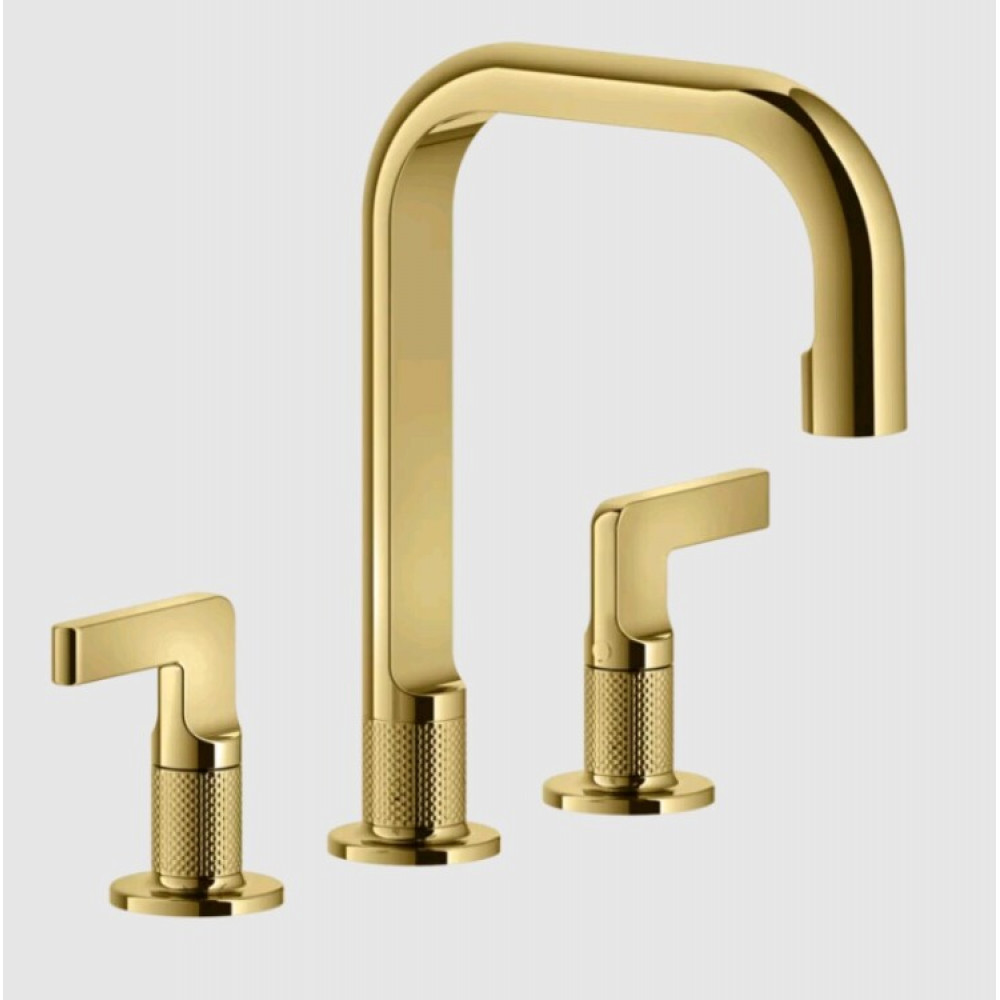 Смеситель для раковины, Gessi, Inciso, цвет-Gold PVD