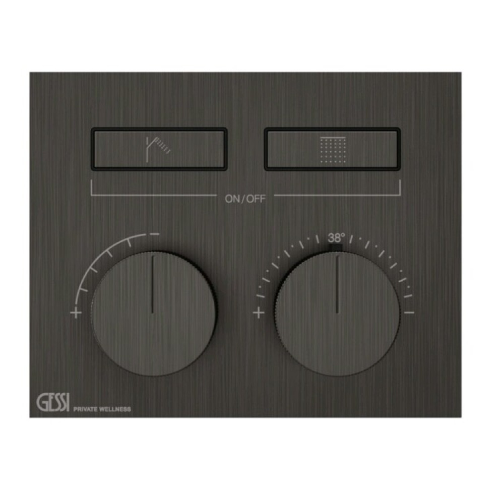 Смеситель для душа, Gessi, HI-FI, на 2 потребителя, цвет-Black Metal Brushed PVD