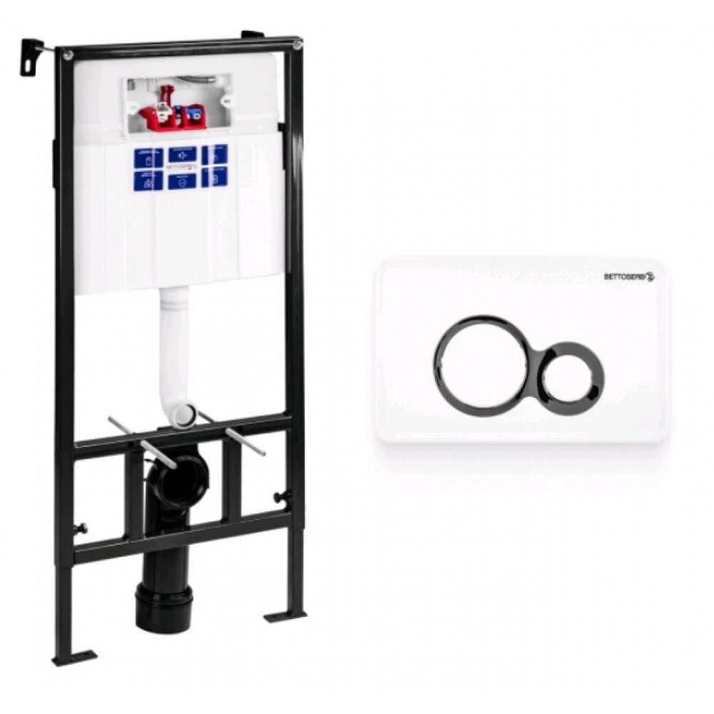 Инсталляция, Bettoserb, Sava Fix Slim, для унитаза, шгв 520*200*1136, цвет клавиши-белый глянцевый/хром матовый