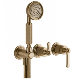 Смеситель для душа, Gessi, VENTI20, на 2 потребителя, цвет-Warm Bronze Brushed PVD