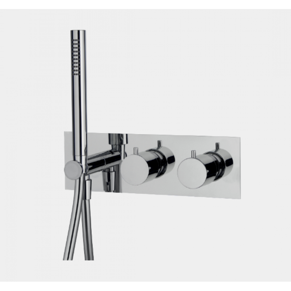 Смеситель для душа, Fima Carlo Frattini, Fimatherm, на 2 потребителя, цвет-брашированный чёрный хром