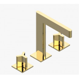 Смеситель для раковины, THG, Icon-X Metal inlay, цвет-PVD золотого цвета