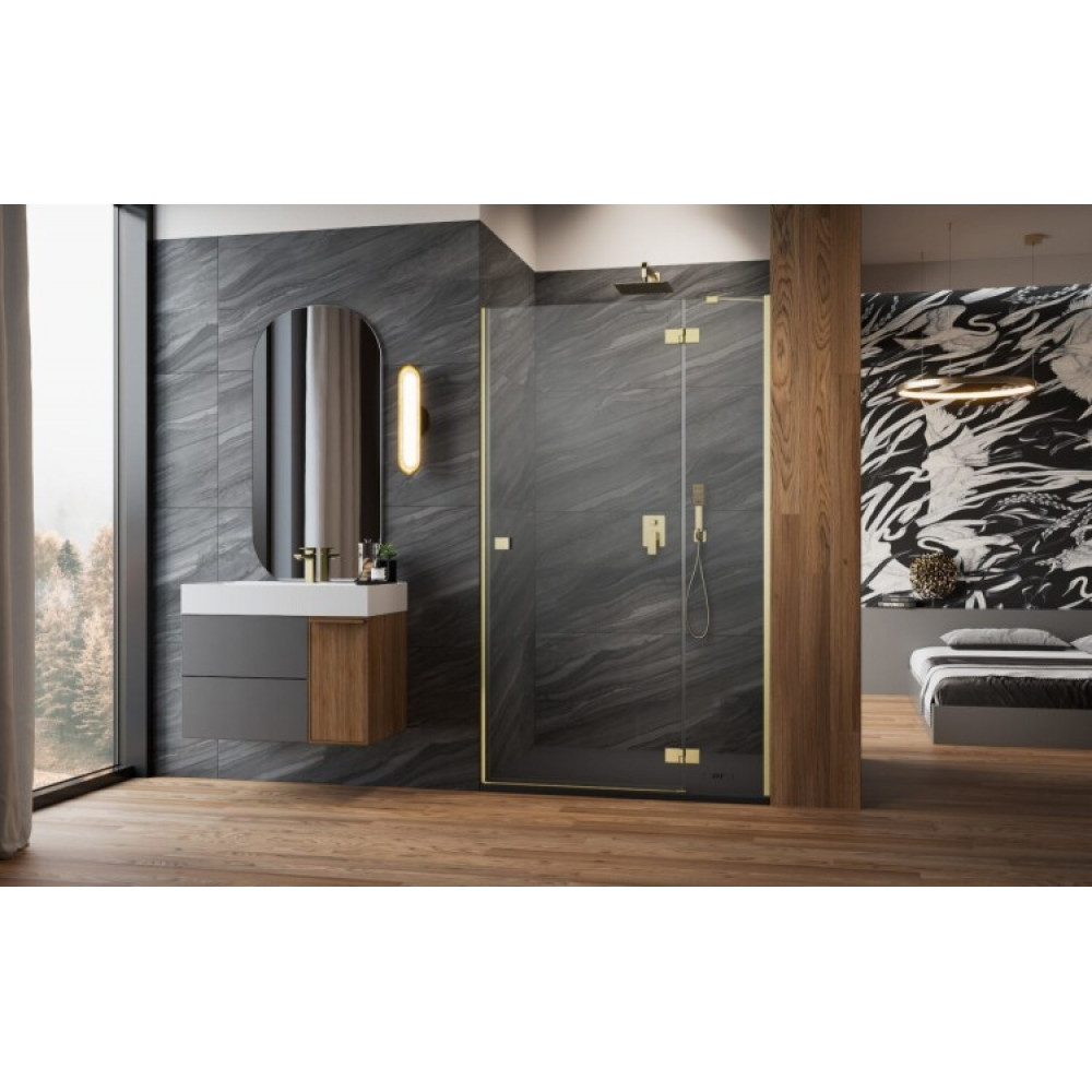Неподвижная стенка, Radaway, Essenza 8 DWJ, шв 337*2000, Brushed Gold, цвет стекла-прозрачный, Easy Clean