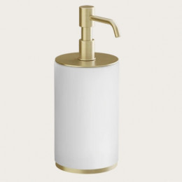 Дозатор для жидкого мыла, Gessi, Origini, шгв 75*97*199, цвет дозатора-Brushed Brass PVD/белый