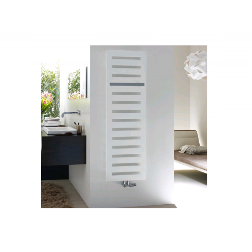 Полотенцесушитель, Zehnder, Metropolitan Bar, шв 900*595, цвет-RAL 9016 (белый), в комплекте c хромированным полотенцедержателем и кронштейнами для на