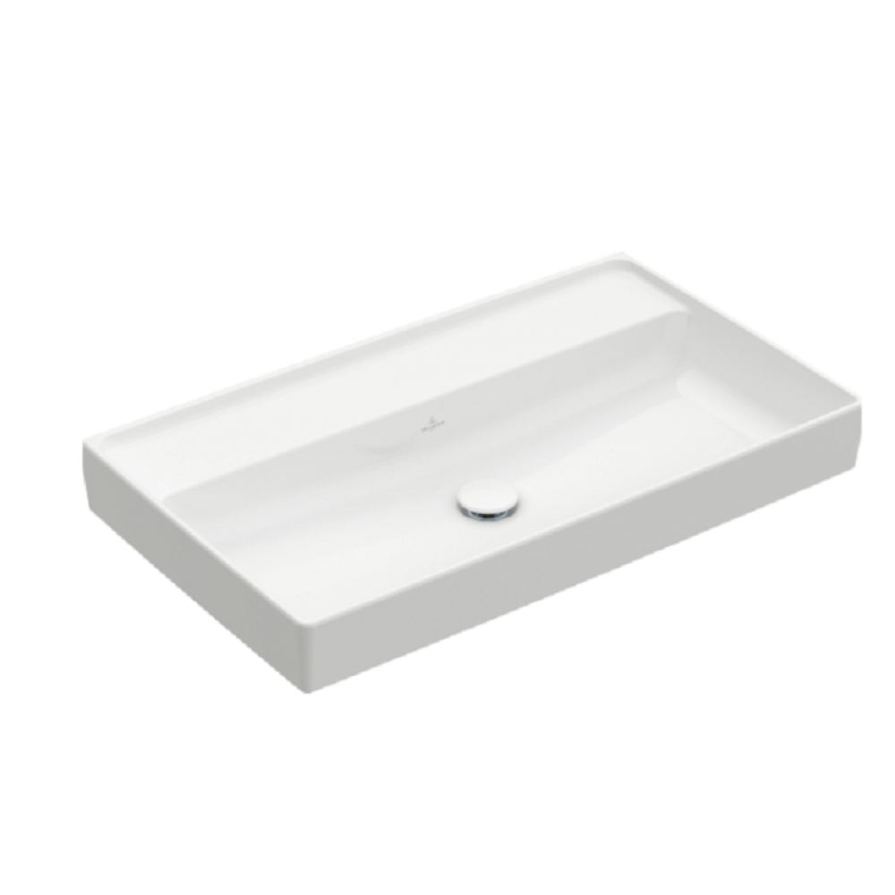 Раковина, Villeroy&Boch, Collaro, шгв 800*470*160, отверстия для смесителя-отсутствуют, CeramicPlus, цвет-альпийский белый