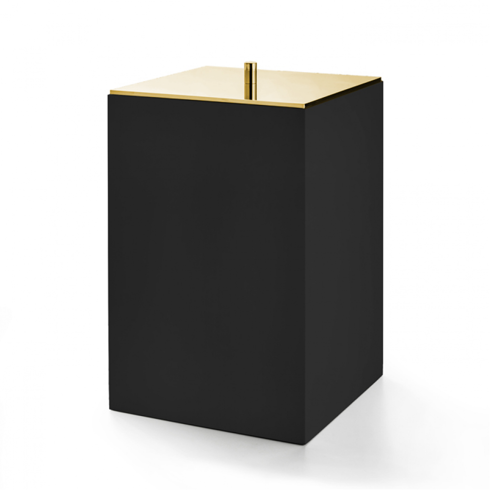 Урна, 3SC, BeMood Black, с крышкой, шгв 200*200*320, цвет-черный/золото матовое