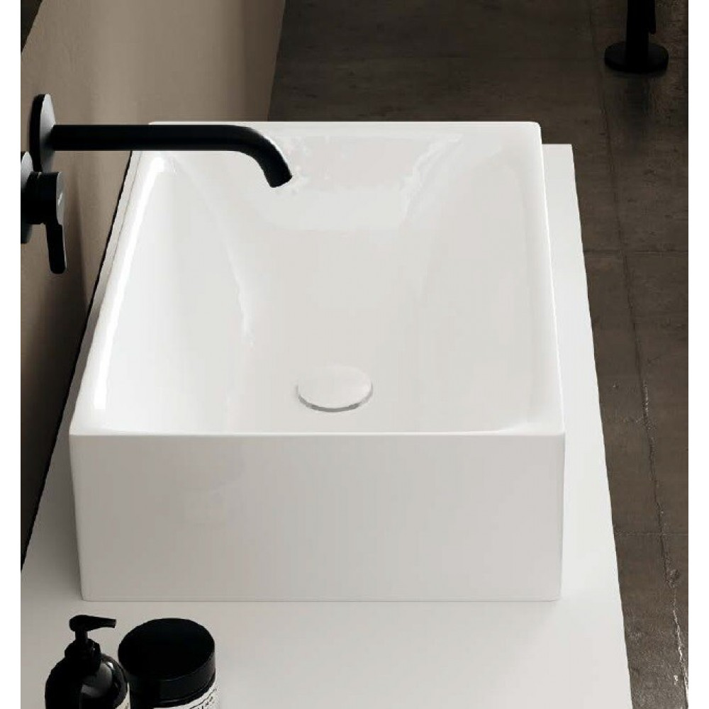 Раковина, Scarabeo, Skinny, шгв 500*360*150, отверстия для смесителя-отсутствуют, цвет-белый