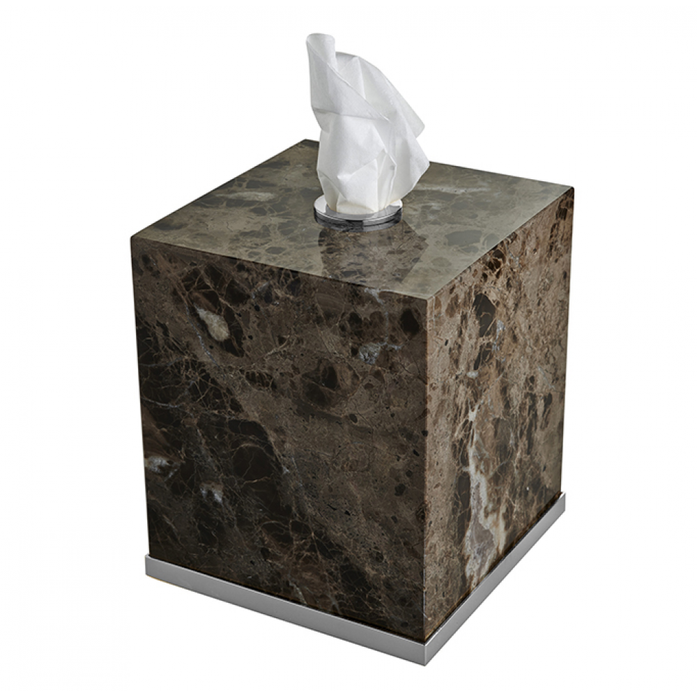 Контейнер для бумажных салфеток, 3SC, Palace, настольный, шгв 130*130*150, цвет-мрамор Emperador Dark/хром