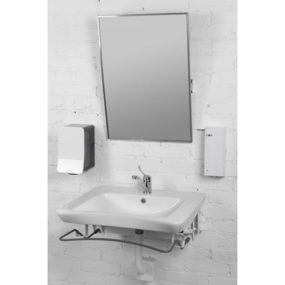 Раковина, Nofer, шгв 650*525*115, отверстия для смесителя-1, в комплекте-крепление пневматическое, смеситель с рычагом, сифон, цвет-белый